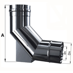Edelstahl Luft-Abgas-System konzentrisch Bogen 93&deg; mit Auflage DN 80/125 mm 0,4 mm