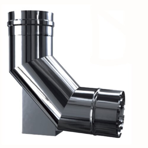 Edelstahl Luft-Abgas-System konzentrisch Bogen 93&deg; mit Auflage DN 80/125 mm 0,5 mm