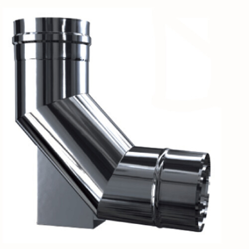 Edelstahl Luft-Abgas-System konzentrisch Bogen 93&deg; mit Auflage DN 100/150 mm 0,5 mm