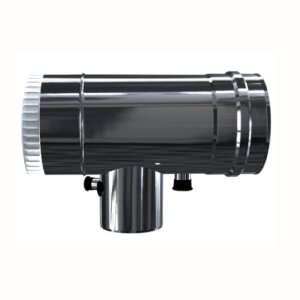 Edelstahl LAS konzentrisch T-St&uuml;ck 90&deg; mit Revi + Kondensat + Me&szlig;stutzen DN 100/150 mm 0,5 mm