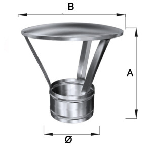 Edelstahl Regenhaube einwandig f&uuml;r Luft-Abgas-System DN 80 mm