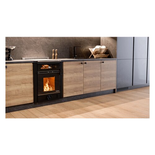 Thermorossi Aurora 60 &ndash; Kompakter Holz-K&uuml;chenofen mit Gusskochplatte &amp; Backfach 7,9 kW