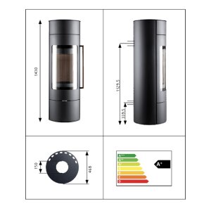 Kaminofen Novaline Aria 6 kW &ndash; drehbar mit Speicheroption