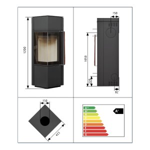 Kaminofen Novaline Canto XS &ndash; 6 kW Eckofen mit Holzgriff
