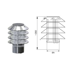 Edelstahlschornstein Einwandig Regenhaube mit Lamellen DN...