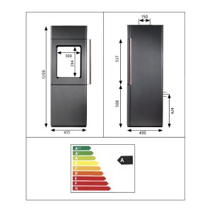 Kaminofen Novaline Eurohr Bellina 7 kW Stahl Schwarz