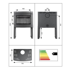 Kaminofen Novaline Bellano 8 kW &ndash; Stahl Schwarz oder mit Specksteinverkleidung