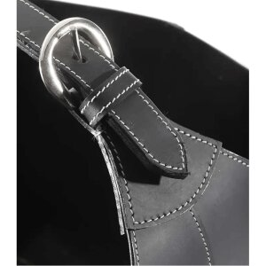 TermaTech Holzkorb Leder Schwarz mit Schnalle &ndash; H 240 mm, L 230 mm, B 380 mm