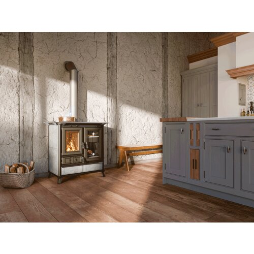 Thermorossi Melissa Evo Speckstein &ndash; Kompakter Holzherd mit W&auml;rmespeicher &amp; Doppel-Backfach 8,2&nbsp;kW
