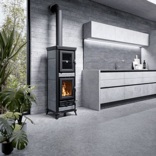 Thermorossi Agnese EVO 5 Stone &ndash; Speckstein K&uuml;chenofen mit 7,4 kW, Backofen &amp; Gusseisen-Feuerraum