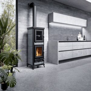 Thermorossi Agnese EVO 5 Stone &ndash; Speckstein K&uuml;chenofen mit 7,4 kW, Backofen &amp; Gusseisen-Feuerraum