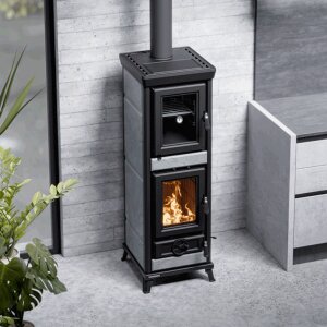 Thermorossi Agnese EVO 5 Stone &ndash; Speckstein K&uuml;chenofen mit 7,4 kW, Backofen &amp; Gusseisen-Feuerraum