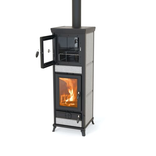 Thermorossi Anna EVO 5 Stone &ndash; Guss-Holzofen mit Speckstein &amp; Backfach