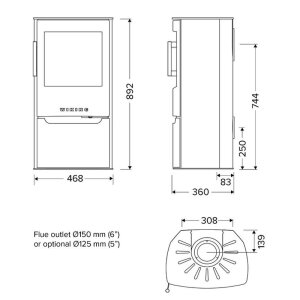 Wiking Mini 4 Kaminofen mit Holzfacht&uuml;r &ndash; Stahl Schwarz &ndash; 4,5 kW