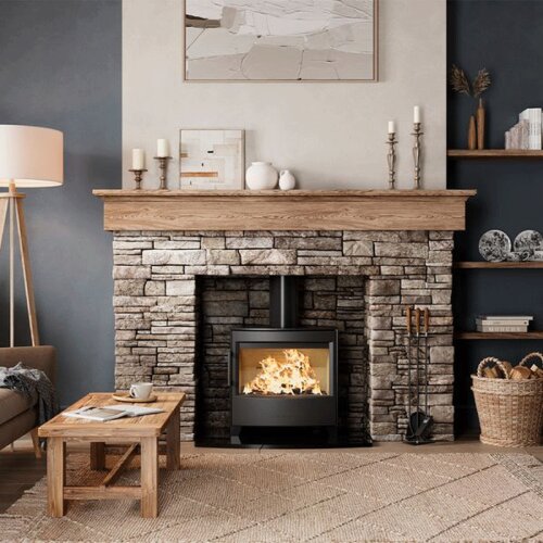 Wiking Maxi 2 Kaminofen 6,3 kW &ndash; Schwarz oder Grau mit Sockel, hohen oder niedrigen Beinen