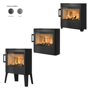 Wiking Maxi 2 Kaminofen 6,3 kW &ndash; Schwarz oder Grau mit Sockel, hohen oder niedrigen Beinen
