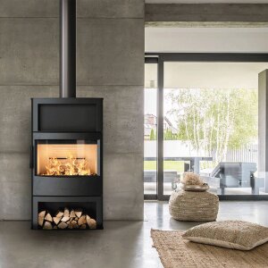 Wiking Maxi 6 Kaminofen &ndash; Stahl Schwarz oder Grau mit W&auml;rmefach &amp; optionalen Speichersteinen