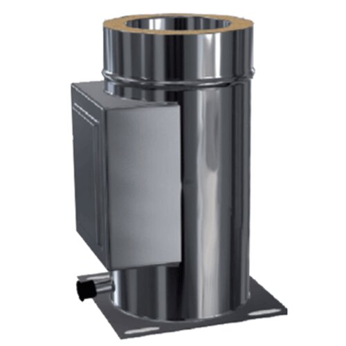 Edelstahlschornstein Kombiteil Reinigungselement mit integriertem Kaminfuss DW &Oslash; 130 mm Standard 0,5 mm