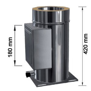 Edelstahlschornstein Kombiteil Reinigungselement mit integriertem Kaminfuss DW &Oslash; 130 mm Standard 0,5 mm