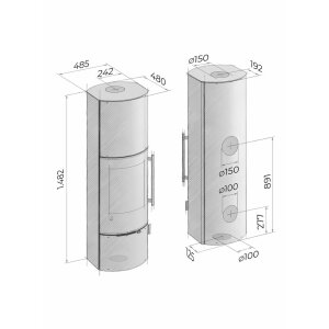 Drooff ANDALO 3 L &ndash; Design-Kaminofen 6 kW mit Panoramasicht &amp; W&auml;rmespeicher