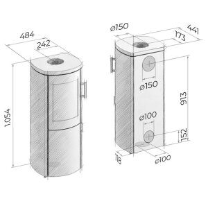 Drooff FARINI Kaminofen 6,0 kW &ndash; mit Naturstein-Topplatte &amp; Soft-Close-Holzfacht&uuml;r