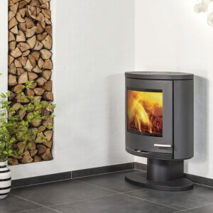 Kaminofen TermaTech TT22R Serie Stahl schwarz 7,5 kW – mit Holzfach oder auf Säule