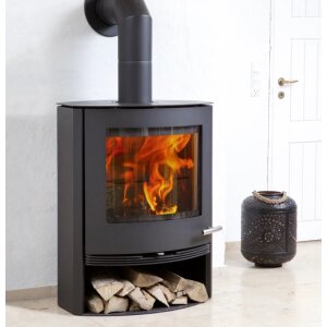 Kaminofen TermaTech TT22R Serie Stahl schwarz 7,5 kW – mit Holzfach oder auf Säule