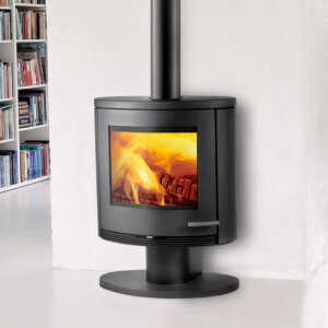 Kaminofen TermaTech TT22R Serie Stahl schwarz 7,5 kW – mit Holzfach oder auf Säule