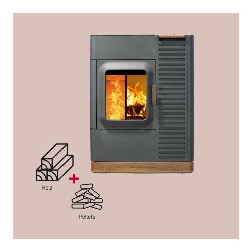 Hybridofen Austroflamm- Mo Duo Stahlfront 9 kW Kombiofen