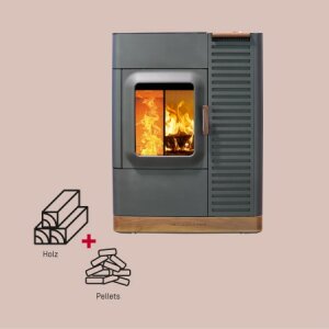 Hybridofen Austroflamm- Mo Duo Stahlfront 9 kW Kombiofen