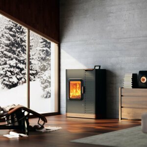 Hybridofen Austroflamm- Mo Duo Stahlfront 9 kW Kombiofen