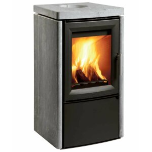 Kaminofen Varde Aura 3 grau mit Naturstein 5,0 kW