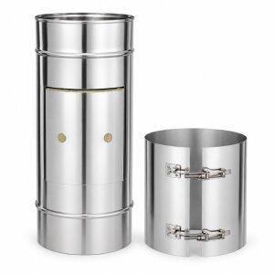 Doppelwandige Edelstahlschornstein Prüföffnung mit Deckel und Klemmband DW 113 - 300 mm