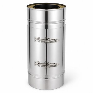 Doppelwandige Edelstahlschornstein Prüföffnung mit Deckel und Klemmband DW 113 - 300 mm