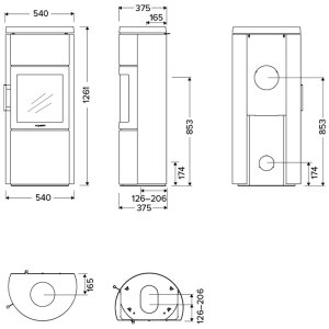 Kaminofen HWAM 3520c mit SmartControl und verschiedenen Seitenverkleidungen