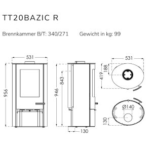 Kaminofen TermaTech TT20-Serie aus Stahl mit 5 kW