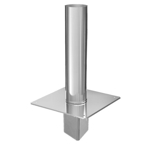 Edelstahl Schornsteinverlängerung 500 mm ohne Prüföffnung DN 120 mm Einschub eckig R20 ohne Regenhaube 1,0 mm