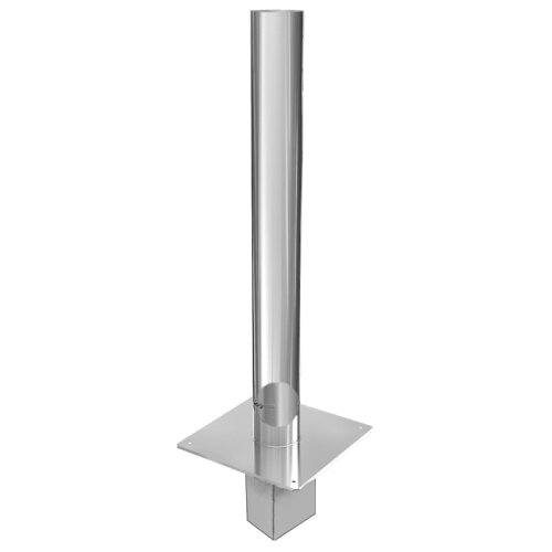 Edelstahl Schornsteinverl&auml;ngerung 1000 mm mit Pr&uuml;f&ouml;ffnung DN 120 mm Einschub eckig ohne Regenhaube 0,5 mm