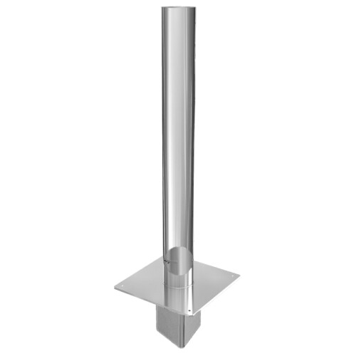 Edelstahl Schornsteinverl&auml;ngerung 1000 mm mit Pr&uuml;f&ouml;ffnung DN 150 mm Einschub eckig R35 ohne Regenhaube 0,5 mm